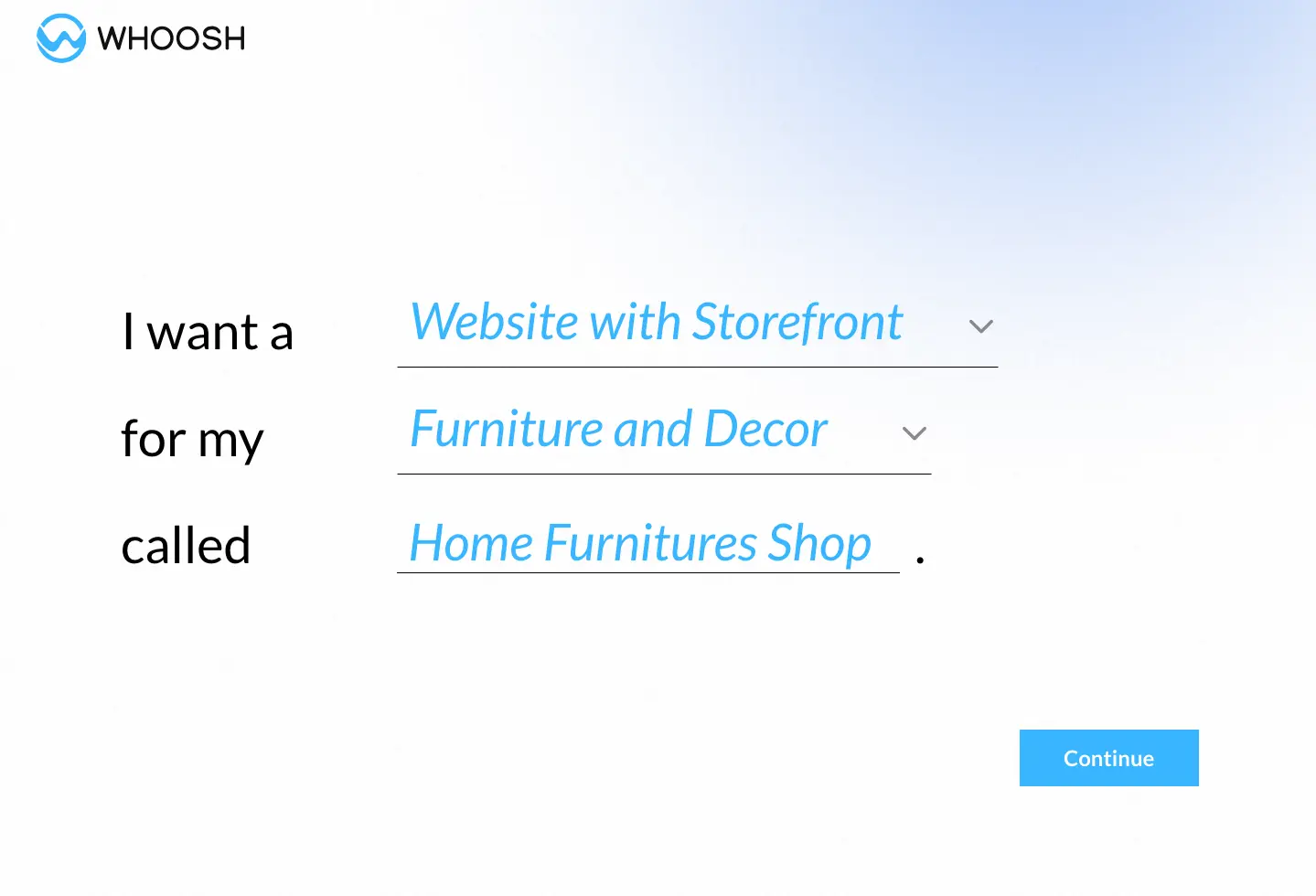 Choose the closest category to what you want to sell and name your site
